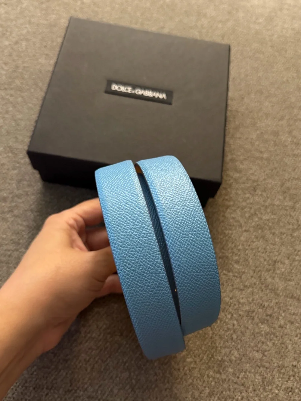 D&G Blue Leather Belt w/ Box and Dust Bag 32”-35.5”